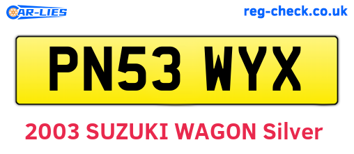 PN53WYX are the vehicle registration plates.