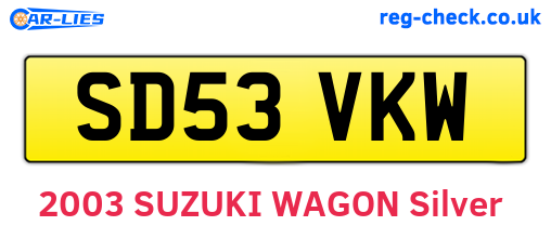 SD53VKW are the vehicle registration plates.