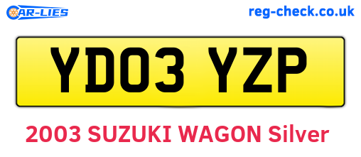 YD03YZP are the vehicle registration plates.