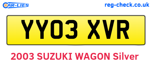 YY03XVR are the vehicle registration plates.