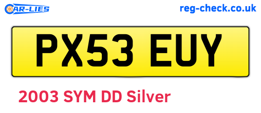 PX53EUY are the vehicle registration plates.