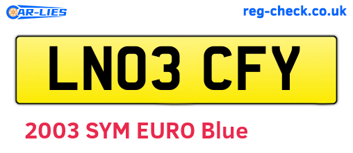 LN03CFY are the vehicle registration plates.