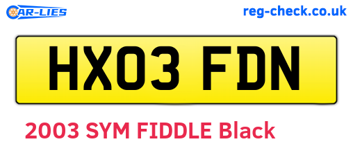 HX03FDN are the vehicle registration plates.
