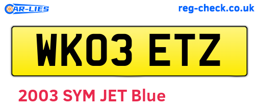 WK03ETZ are the vehicle registration plates.