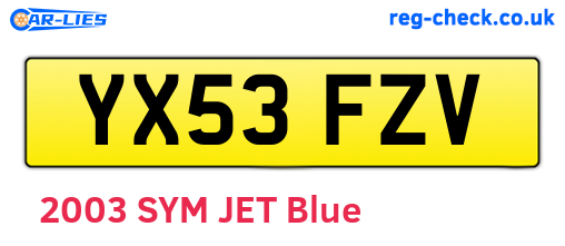 YX53FZV are the vehicle registration plates.