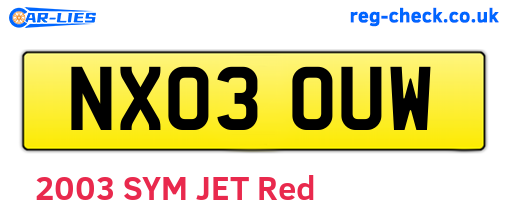 NX03OUW are the vehicle registration plates.