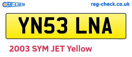 YN53LNA are the vehicle registration plates.