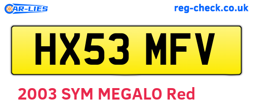 HX53MFV are the vehicle registration plates.