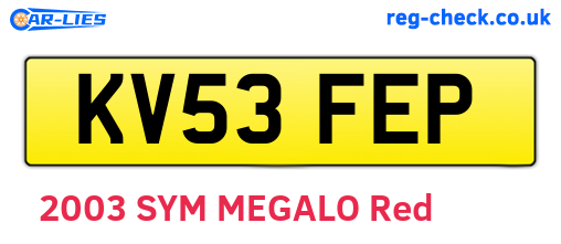 KV53FEP are the vehicle registration plates.