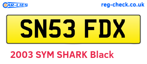 SN53FDX are the vehicle registration plates.