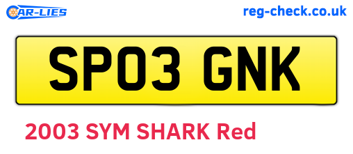 SP03GNK are the vehicle registration plates.