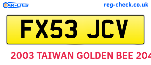 FX53JCV are the vehicle registration plates.