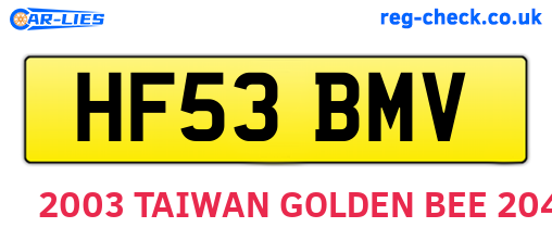HF53BMV are the vehicle registration plates.