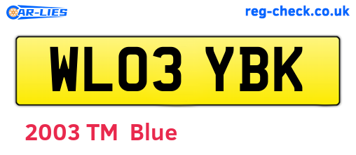 WL03YBK are the vehicle registration plates.