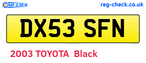 DX53SFN are the vehicle registration plates.