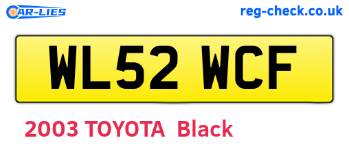 WL52WCF are the vehicle registration plates.