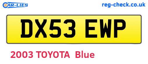 DX53EWP are the vehicle registration plates.