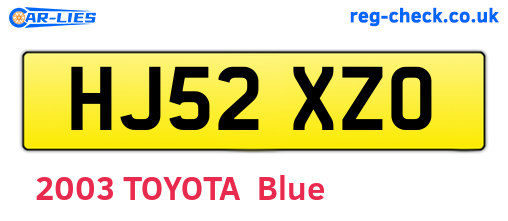 HJ52XZO are the vehicle registration plates.