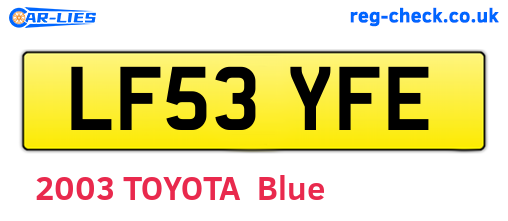 LF53YFE are the vehicle registration plates.