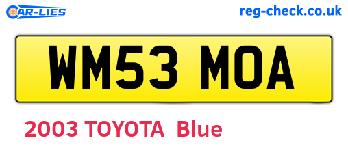 WM53MOA are the vehicle registration plates.