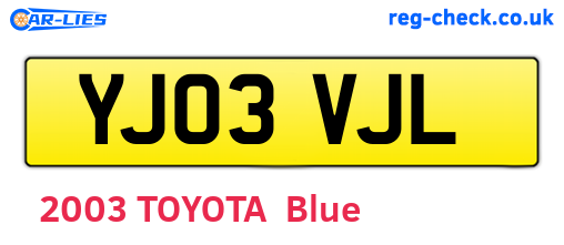 YJ03VJL are the vehicle registration plates.