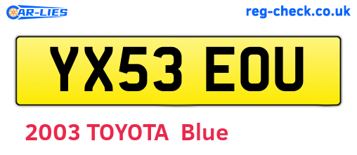 YX53EOU are the vehicle registration plates.