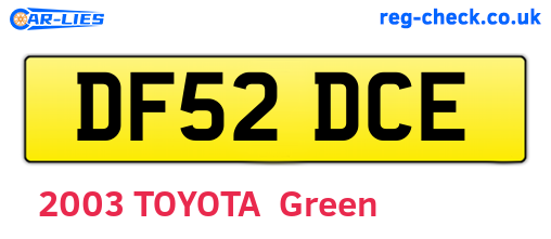 DF52DCE are the vehicle registration plates.