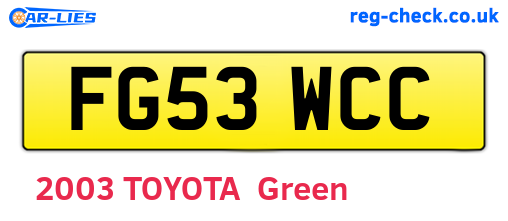 FG53WCC are the vehicle registration plates.