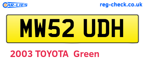MW52UDH are the vehicle registration plates.