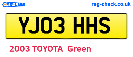 YJ03HHS are the vehicle registration plates.