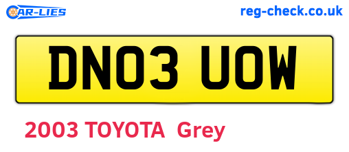 DN03UOW are the vehicle registration plates.