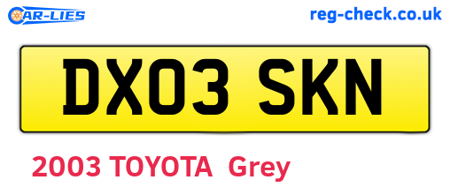 DX03SKN are the vehicle registration plates.