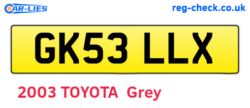 GK53LLX are the vehicle registration plates.