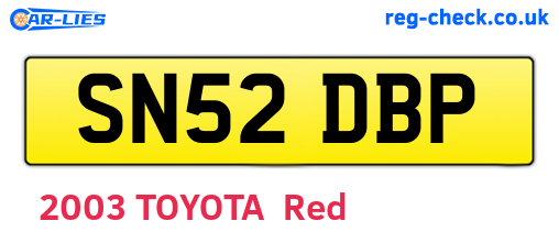 SN52DBP are the vehicle registration plates.