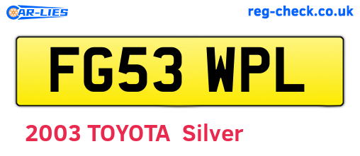 FG53WPL are the vehicle registration plates.