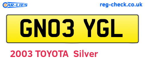 GN03YGL are the vehicle registration plates.