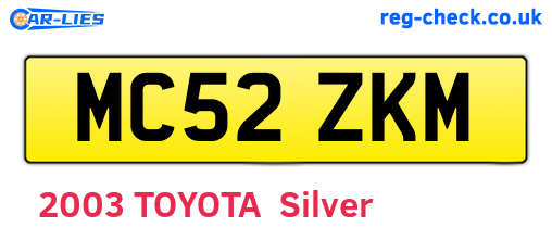 MC52ZKM are the vehicle registration plates.