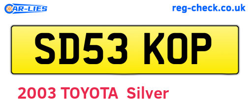 SD53KOP are the vehicle registration plates.