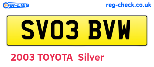 SV03BVW are the vehicle registration plates.