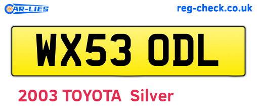 WX53ODL are the vehicle registration plates.