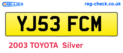 YJ53FCM are the vehicle registration plates.