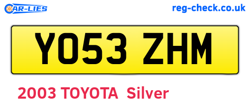 YO53ZHM are the vehicle registration plates.