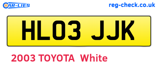HL03JJK are the vehicle registration plates.