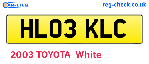 HL03KLC are the vehicle registration plates.