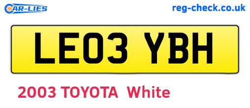 LE03YBH are the vehicle registration plates.