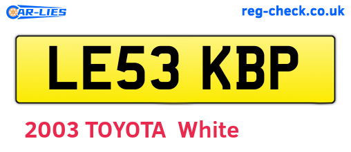 LE53KBP are the vehicle registration plates.