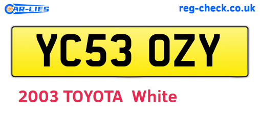 YC53OZY are the vehicle registration plates.