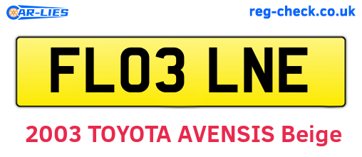 FL03LNE are the vehicle registration plates.
