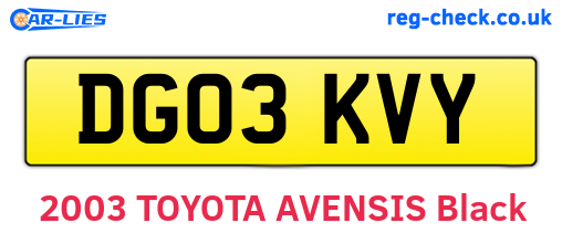 DG03KVY are the vehicle registration plates.
