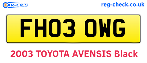 FH03OWG are the vehicle registration plates.